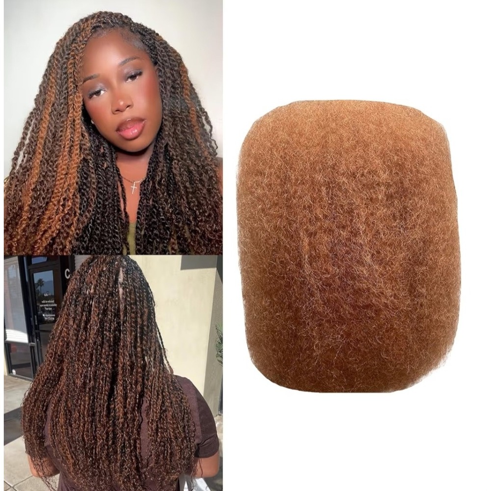 Afro Kinky Bulk Human Hair 16 Inch 50g Color 30 Light Auburn for Braiding Locs